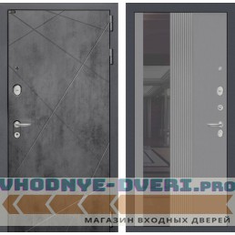 Входная дверь Лабиринт LOFT с Зеркалом 32 тонированным - Серый рельеф софт
