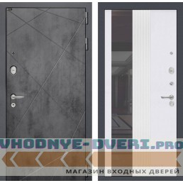 Входная дверь Лабиринт LOFT с Зеркалом 32 тонированным - Белый рельеф софт