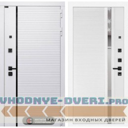 Входная дверь Лабиринт ROYAL 31 - Белый софт, зеркальная вставка с тонировкой