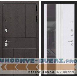 Входная дверь Лабиринт URBAN с Зеркалом 32 тонированным - Белый рельеф софт