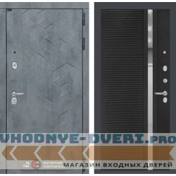 Входная дверь Лабиринт Бетон 31 - Черный кварц, зеркальная вставка с тонировкой