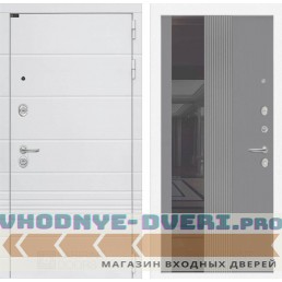 Входная дверь Лабиринт Трендо с Зеркалом 32 тонированным - Серый рельеф софт