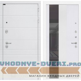 Входная дверь Лабиринт Трендо с Зеркалом 32 тонированным - Белый рельеф софт