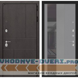 Входная дверь Лабиринт URBAN с Зеркалом 32 тонированным - Серый рельеф софт