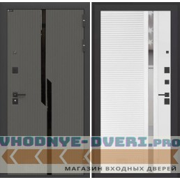 Входная дверь CARBON 31 - Белый софт, зеркальная вставка с тонировкой