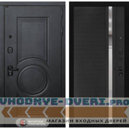 Входная дверь Лабиринт GRAND 31 - Черный кварц, зеркальная вставка с тонировкой
