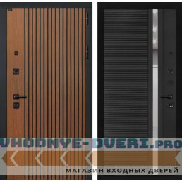 Входная дверь STORM 31 - Черный кварц, зеркальная вставка с тонировкой