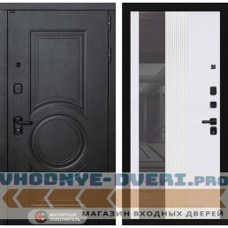 Входная дверь Лабиринт GRAND с Зеркалом 32 тонированным - Белый рельеф софт