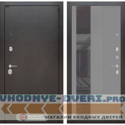 Входная дверь Лабиринт SILVER с Зеркалом 32 тонированным - Серый рельеф софт