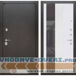 Входная дверь Лабиринт SILVER с Зеркалом 32 тонированным - Белый рельеф софт