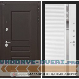 Входная дверь Лабиринт Мегаполис 31 - Белый софт, зеркальная вставка с тонировкой