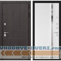 Входная дверь Лабиринт URBAN 31 - Белый софт, зеркальная вставка с тонировкой