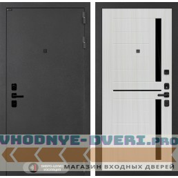 Входная дверь Лабиринт ACUSTICLAB 02 - Сандал белый, стекло черное