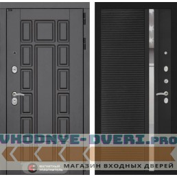 Входная дверь Лабиринт Нью-Йорк 31 - Черный кварц, зеркальная вставка с тонировкой