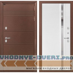 Входная дверь Термо Лайт 31 - Белый софт, зеркальная вставка с тонировкой
