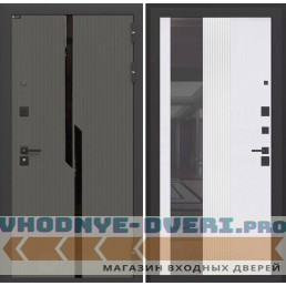 Входная дверь CARBON с Зеркалом 32 тонированным - Белый рельеф софт