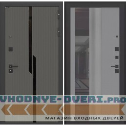 Входная дверь CARBON с Зеркалом 32 тонированным - Серый рельеф софт