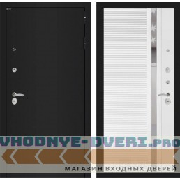 Входная дверь Лабиринт CLASSIC шагрень черная 31 - Белый софт, зеркальная вставка с тонировкой