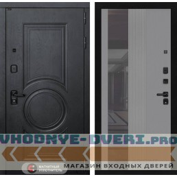 Входная дверь Лабиринт GRAND с Зеркалом 32 тонированным - Серый рельеф софт