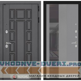 Входная дверь Лабиринт Нью-Йорк с Зеркалом 32 тонированным - Серый рельеф софт