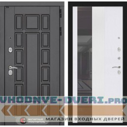 Входная дверь Лабиринт Нью-Йорк с Зеркалом 32 тонированным - Белый рельеф софт
