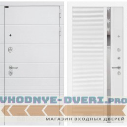 Входная дверь Лабиринт Трендо 31 - Белый софт, зеркальная вставка с тонировкой