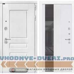 Входная дверь VERSAL с Зеркалом 32 тонированным - Белый рельеф софт