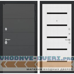 Входная дверь Лабиринт ART 01 - Белое дерево, стекло черное