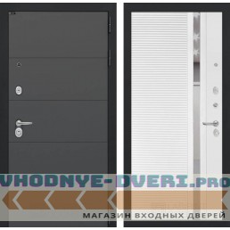 Входная дверь Лабиринт ART 31 - Белый софт, зеркальная вставка с тонировкой