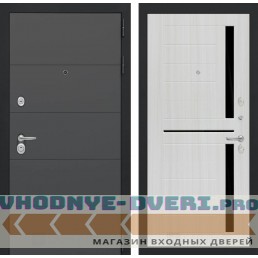 Входная дверь Лабиринт ART 02 - Сандал белый, стекло черное