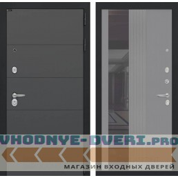 Входная дверь Лабиринт ART с Зеркалом 32 тонированным - Серый рельеф софт