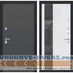 Входная дверь Лабиринт ART с Зеркалом 32 тонированным - Белый рельеф софт