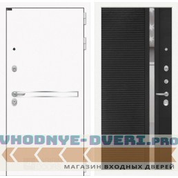 Входная дверь Лабиринт Лайн WHITE 31 - Черный кварц, зеркальная вставка с тонировкой