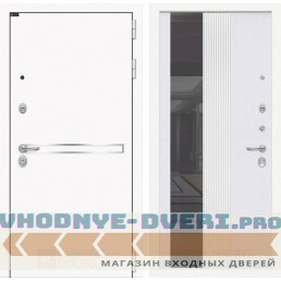 Входная дверь Лабиринт Лайн WHITE с Зеркалом 32 тонированным - Белый рельеф софт