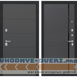 Входная дверь Лабиринт ART 22 - Графит софт, черная вставка