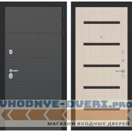 Входная дверь Лабиринт ART 01 - Беленый дуб, стекло черное