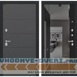 Входная дверь Лабиринт ART с зеркалом Панорама с тонировкой - Черный кварц