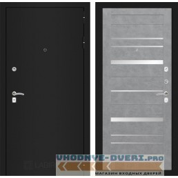 Входная дверь Лабиринт CLASSIC шагрень черная 20 - Бетон светлый, зеркальные вставки