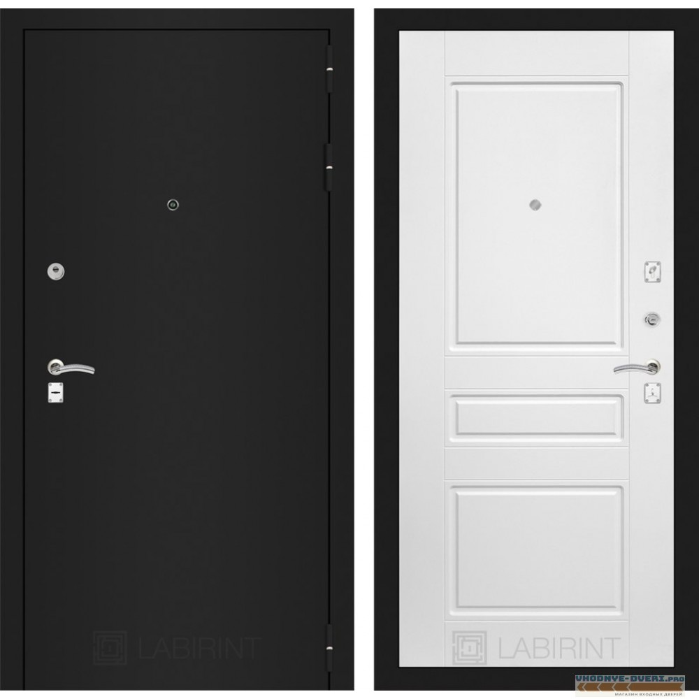 Входная дверь Лабиринт CLASSIC шагрень черная 03 - Белый софт