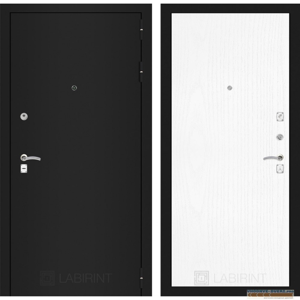 Входная дверь Лабиринт CLASSIC шагрень черная 07 - Белое дерево