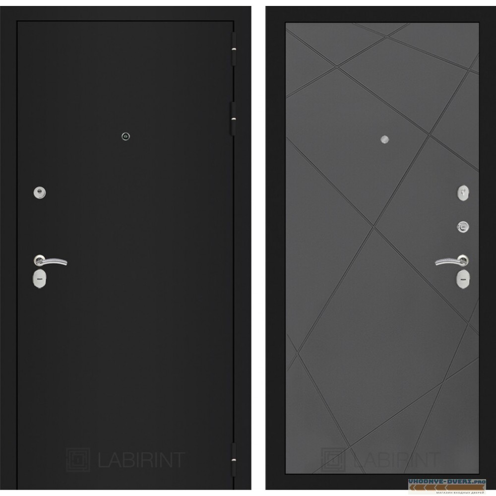 Входная дверь Лабиринт CLASSIC шагрень черная 24 - Графит софт
