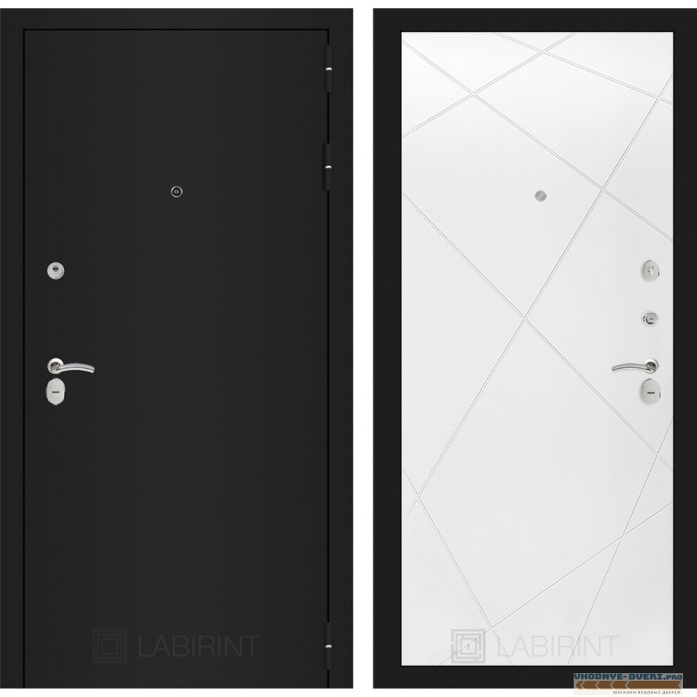 Входная дверь Лабиринт CLASSIC шагрень черная 24 - Белый софт