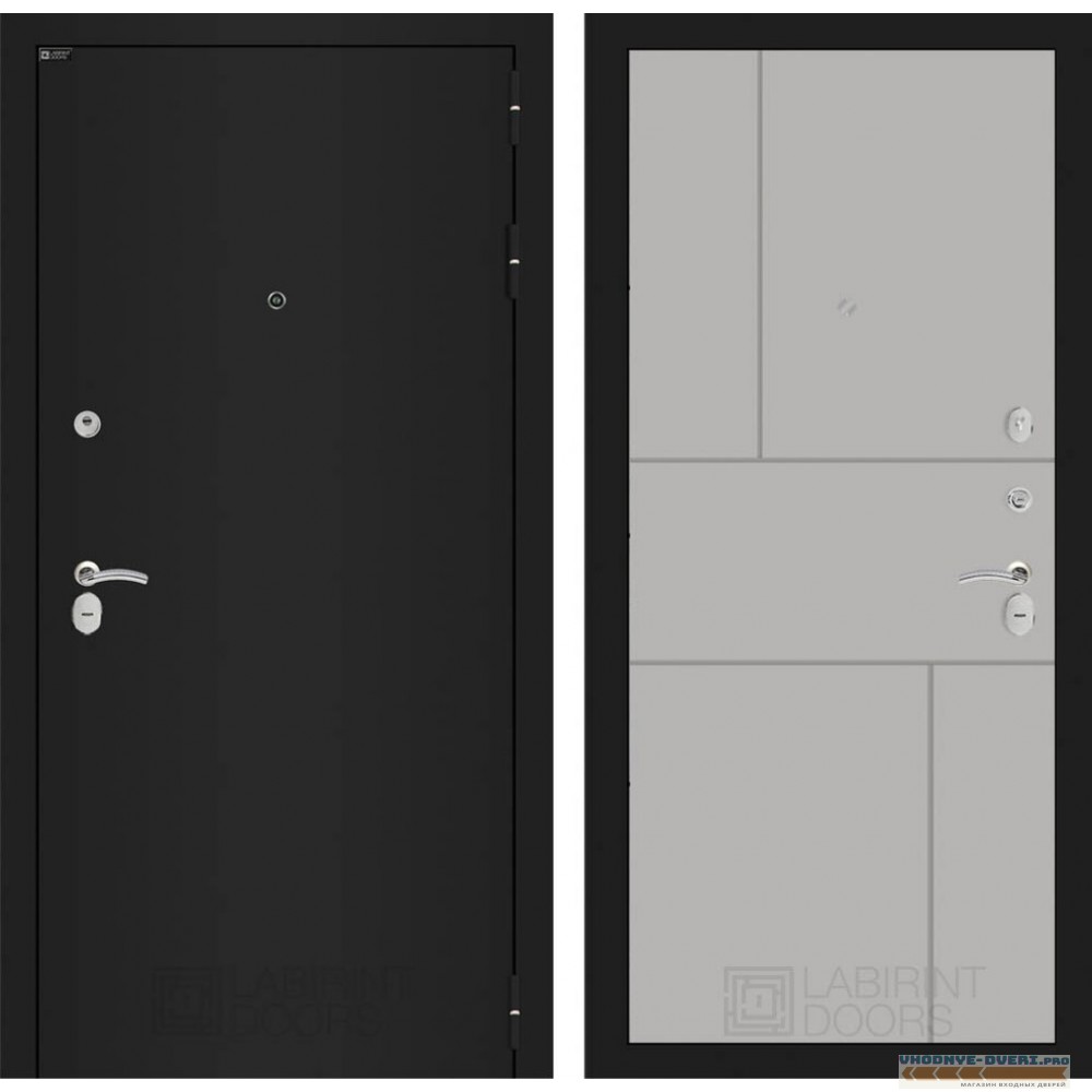 Входная дверь Лабиринт CLASSIC шагрень черная 21 - Грей софт