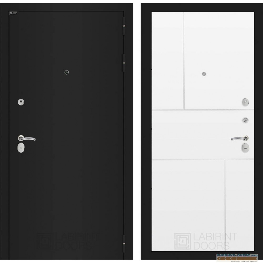 Входная дверь Лабиринт CLASSIC шагрень черная 21 - Белый софт