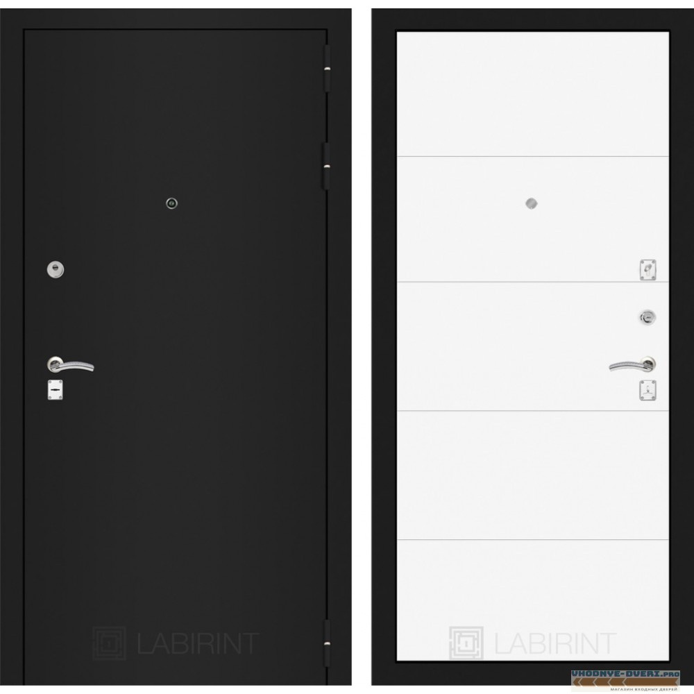 Входная дверь Лабиринт CLASSIC шагрень черная 13 - Белый софт