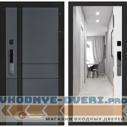Входная дверь Эволаб Смарт с зеркалом Панорама - Белый софт