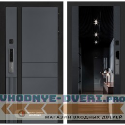 Входная дверь Эволаб Смарт с зеркалом (тонированное) Максимум - Черный кварц