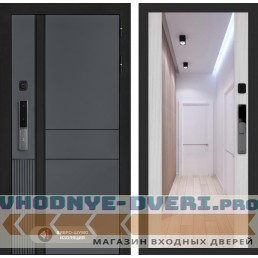 Входная дверь Эволаб Смарт с зеркалом Максимум - Сандал белый