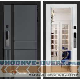 Входная дверь Эволаб Смарт с Зеркалом Фацет - Белый софт