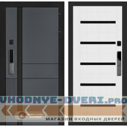Входная дверь Эволаб Смарт 01 - Белое дерево, стекло черное